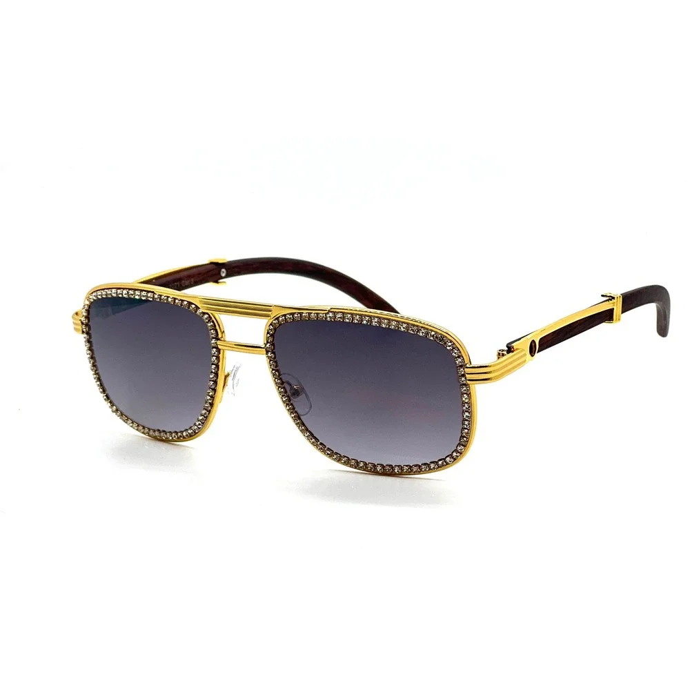 Sunglasses Black Lens Diamond‎ Bling Square Shades